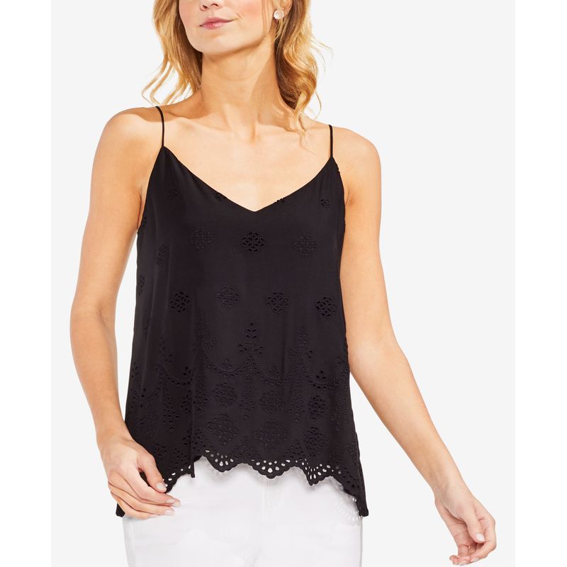 Vince Camuto Scalloped Eyelet Lace Up Camisole Top